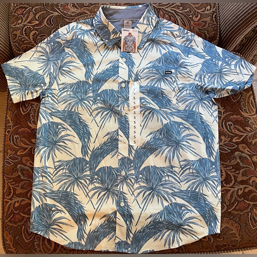 Hurley Men's Blue Palm Print Shirt